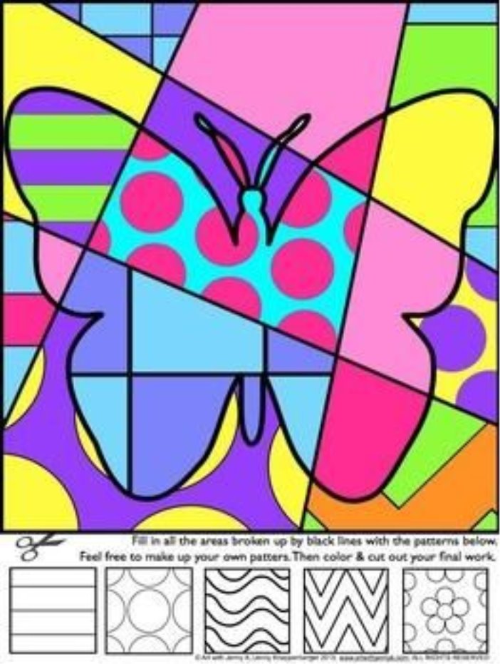 Spring Activities: Pop Art Interactive coloring sheets - four interactive designs and four pattern filled designs. | by Art with Jenny K